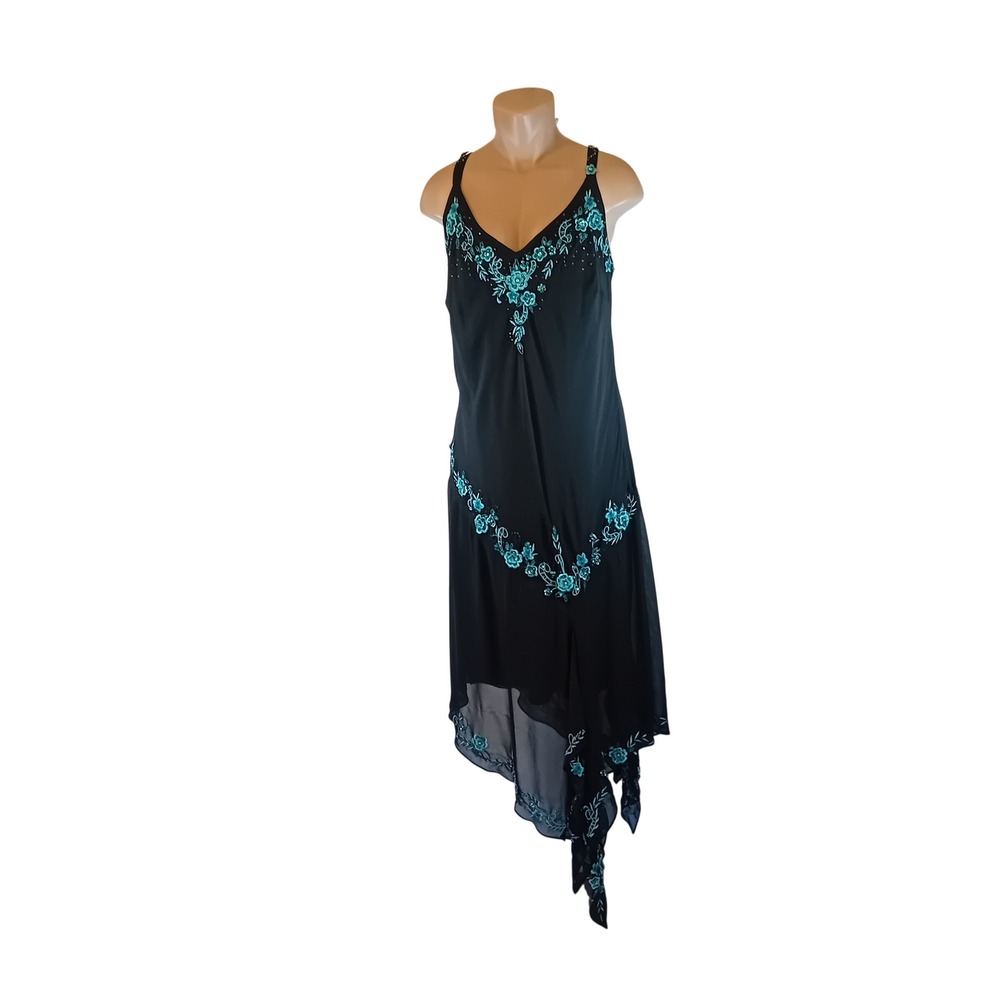 Vintage 90s R&M Richards Plus Size Cocktail Dress Formal Floral Embroidered 22W